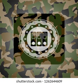 three folders icon on camouflaged pattern