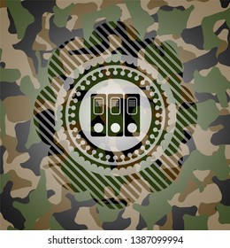 three folders icon on camouflaged texture