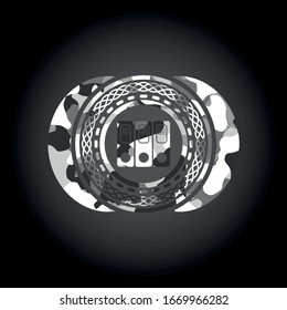icono de tres carpetas en textura gris de cámara