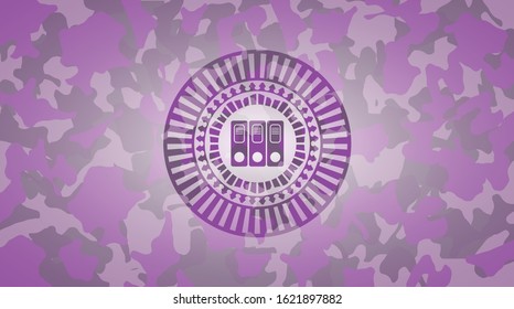 three folders icon on pink camouflaged texture
