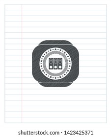 three folders icon pencil strokes emblem. Vector Illustration. Detailed.