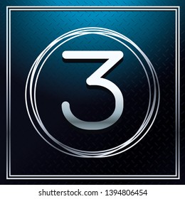 three font number over metallic texture
