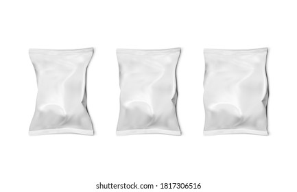 Three Food Snack Pillow Bag Thin, Normal And Thick On White Background. EPS10 Vector