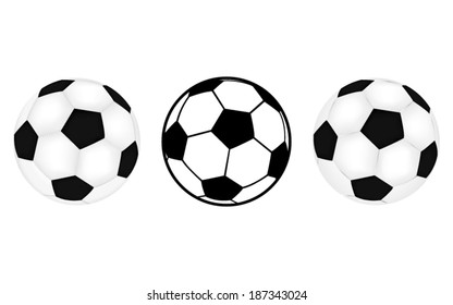 three footballs