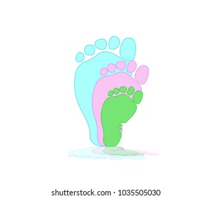 
Three footprints - mom, dad and baby. The concept of family, love and care. Parenthood, motherhood, fatherhood. Vector illustration of a trace from the foot icon. 