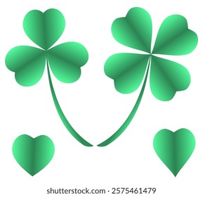 Three and Four leafs clover symbol - detailed vector icon