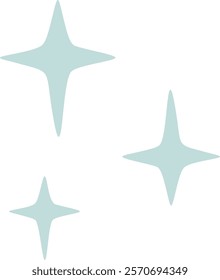 Three four pointed light blue stars shining brightly against a clean white backdrop, creating a simple and elegant design that embodies minimalism and modern aesthetics