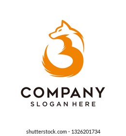 three foxes vector logo template