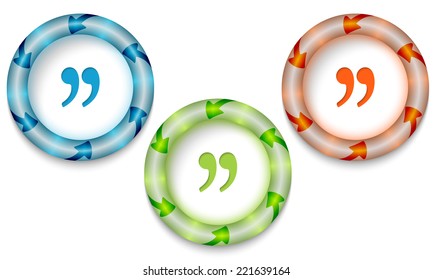 Three frames with color back light and quotation mark