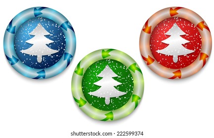 Three frames with color back light and xmas tree