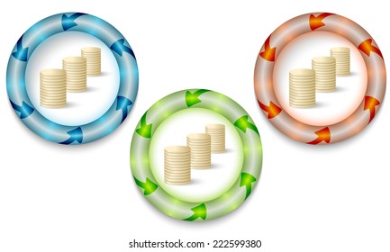 Three frames with color back light and coin
