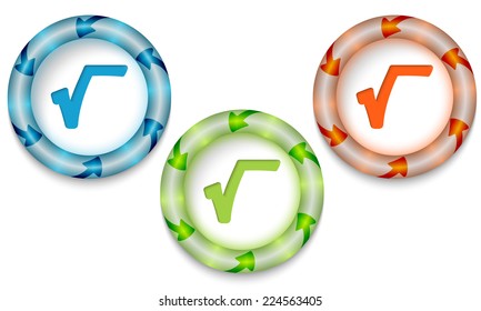 Three frames with color back light and radix symbol