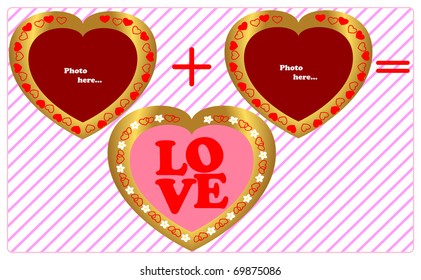 Three framework in the form of heart-concept love. Vector.