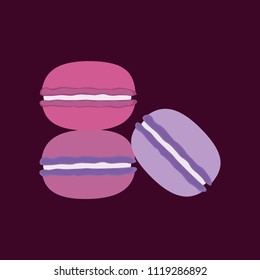 Three french macarons vector illustration