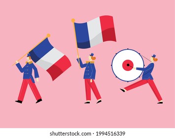 three french marching band characters