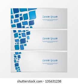 Three fresh banners. Modern design. Abstract retro mosaic - colorfully twister. Cards for website with much space for your content.