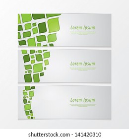 Three fresh banners. Modern design. Abstract retro mosaic - colorfully twister. Cards for website with much space for your content.