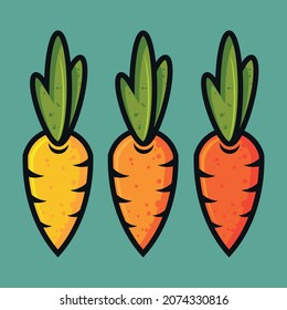 three fresh carrots, vector illustration