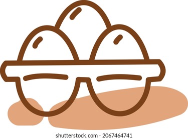 Three fresh eggs, illustration, vector, on a white background.