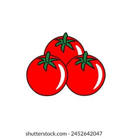 three fresh tomatoes vector illustration