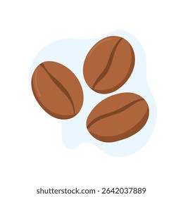 Three freshly roasted coffee beans are displayed against a soft light backdrop, highlighting their deep brown color and unique textures, perfect for coffee lovers.