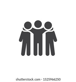 Three friend standing vector icon. Brotherhood filled flat sign for mobile concept and web design. People friendship glyph icon. Symbol, logo illustration. Vector graphics