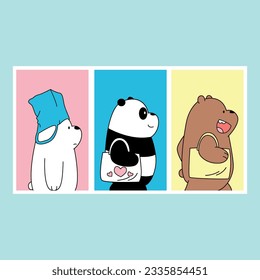 Three friendly bears each with their own personality