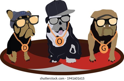 three friends dogs in glasses