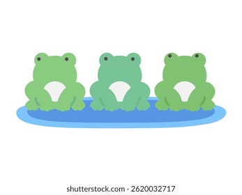 Material do conjunto de ilustração de três sapos