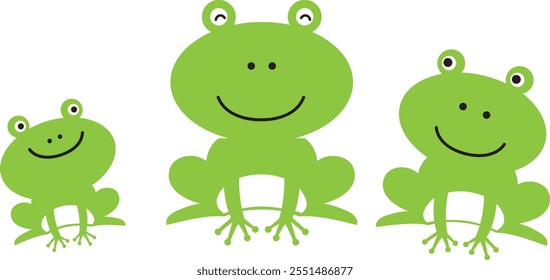 Three frogs and their children