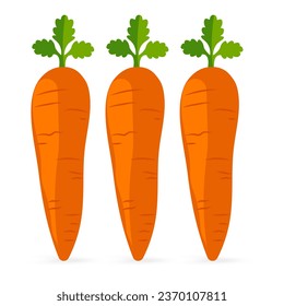 Three fruity carrots vector icon and symbol isolated on white background vector illustration