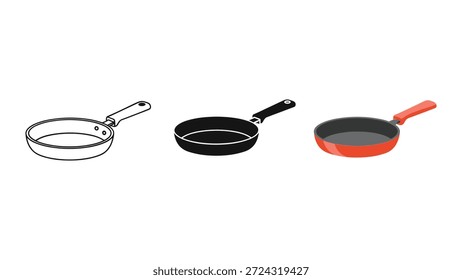 Tres sartenes con diferentes colores y diseños