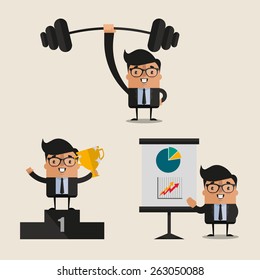 Three Funny Cartoon Office Workers: vector de stock (libre de regalías