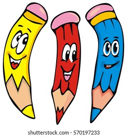 Three Funny Crayons Vector Icon Stock Vector (Royalty Free) 570197233 ...