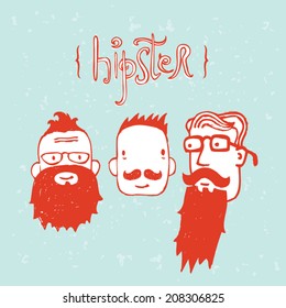 three funny faces. hipsters