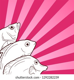 three funny fishes background
