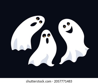Three funny ghosts. Vector illustration.