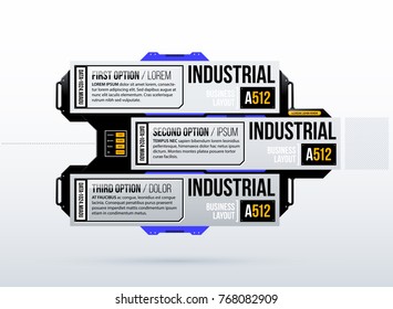 Three futuristic options template in clean hi-tech/techno style on white background