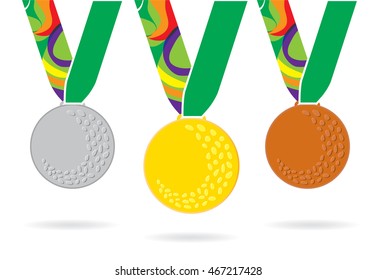 Three games blank medals. Vector illustration. 