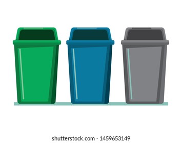 three garbage can icon cartoon vector illustration graphic design