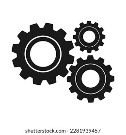 Three gear icon simple icon on background
