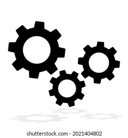 Three gear sign icon , Settings icon, gears mechanism pictogram, isolated on white background