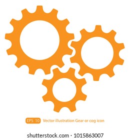 Three gear sign simple icon on background