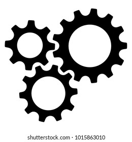 Three gear sign simple icon on background