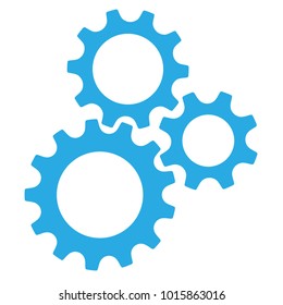 Three gear sign simple icon on background
