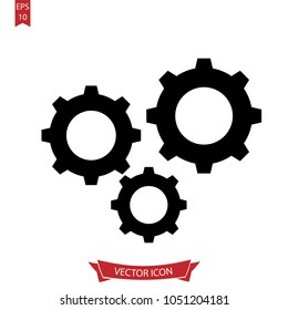 Three gear sign simple icon on white background