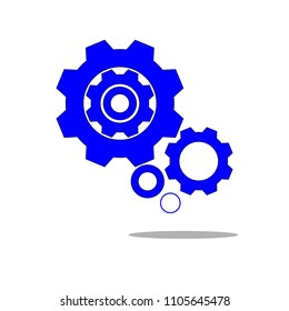 Three gear sign simple icon on background
