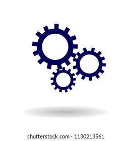 Three gear sign simple icon on background.Gear icon
