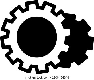 Three gear sign simple icon on background
