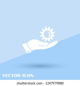 Three gear sign simple icon on background